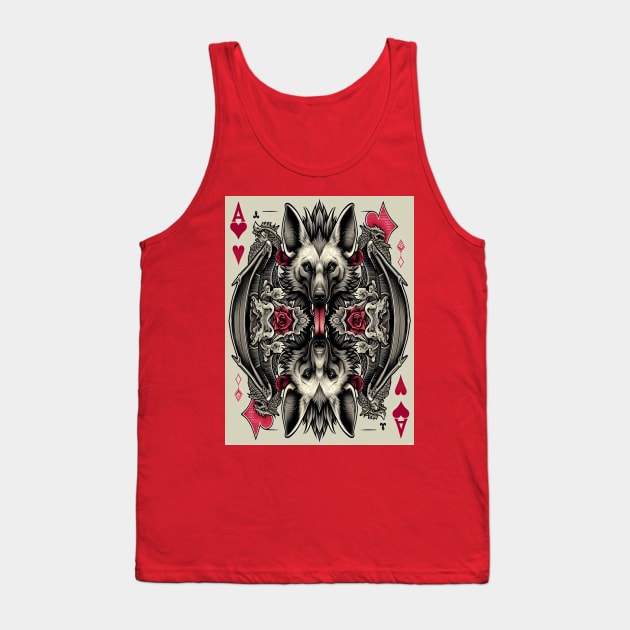 Maned Wolf Dragon Ace of Hearts Tank Top by Biothurgy